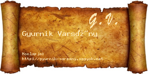 Gyurnik Varsány névjegykártya